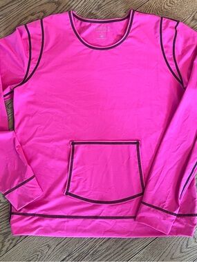 Athleta Bright Pink Long Sleeve Performance Top with Black Trim